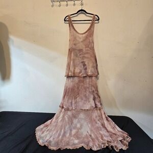 Probably Vintage 90s/ Y2K New Romantics Pink tiered/ Layered Tie Dye Dress